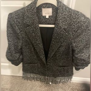 Cinq Sept Blazer with Fringes & gathered sleeves